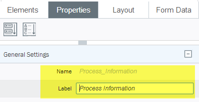 Hinzufügen und Umbenennen der Gruppe „Prozessinformationen“