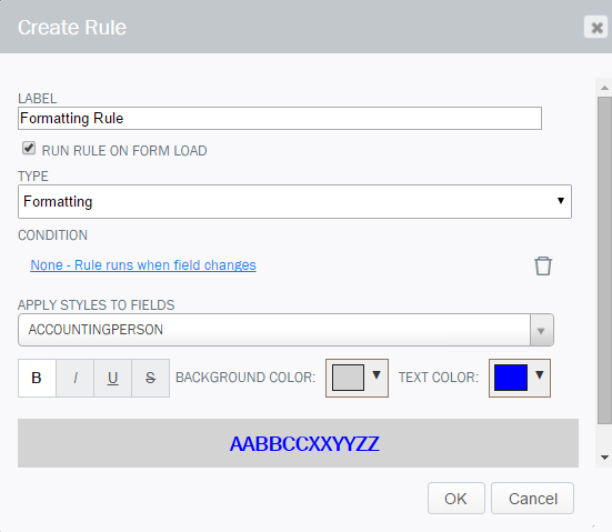 Cuadro Regla de formato: Composer 11.0.3