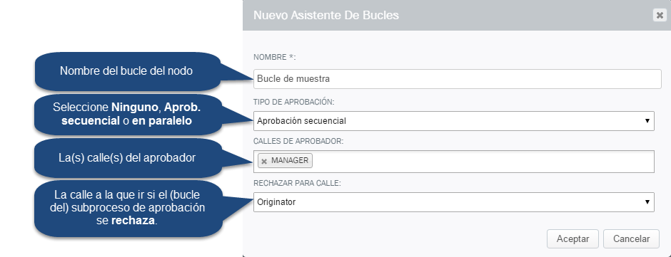 Imagen del asistente para crear un nuevo bucle