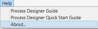 Winshuttle Designer Help-About menu