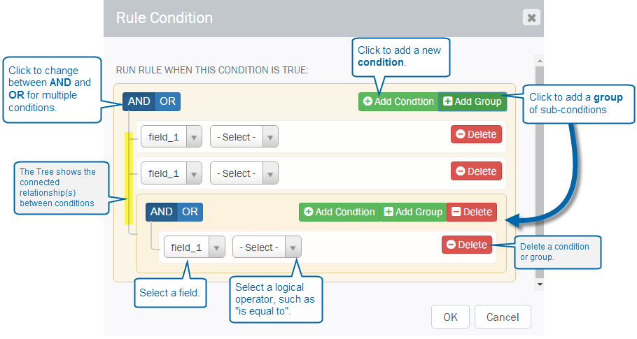 Bildschirm: Winshuttle Composer Bedingungen-Generator