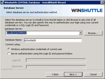 Datenbankserver auswählen