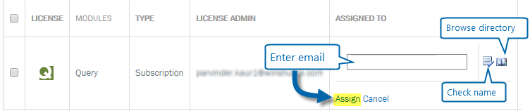 Screenshot „Lizenzen verwalten“