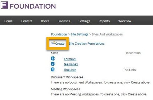 Screenshot vom Hinzufügen einer neuen Foundation Website