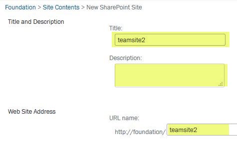 Screenshot vom Hinzufügen einer neuen Foundation Website
