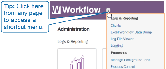 Winshuttle Workflow Menü