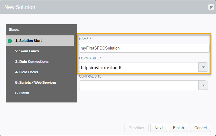 Winshuttle Composer New Solution Dialog