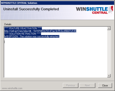 uninstall success
