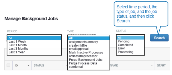 Manage background jobs screenshot