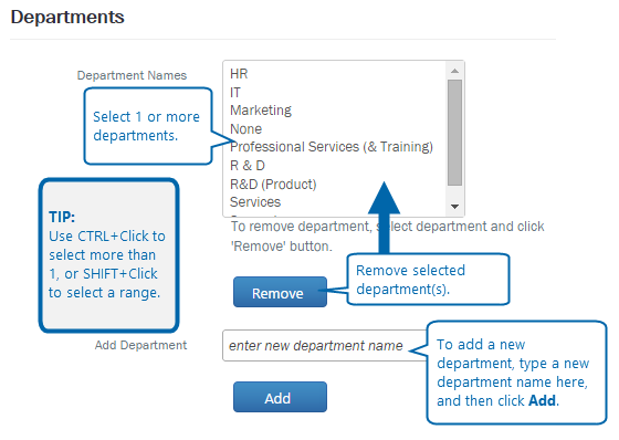 Adding or removing departments