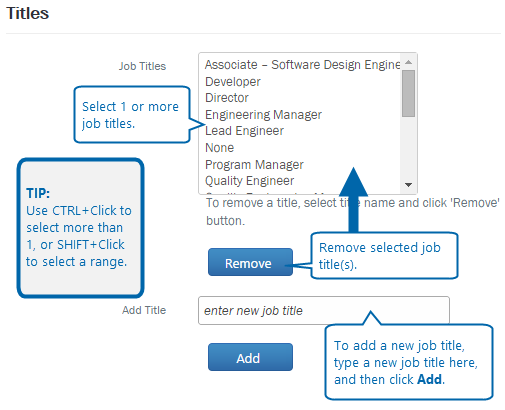 Adding or removing job titles