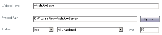 Winshuttle SAP Integration Server v11.x IIS settings screen