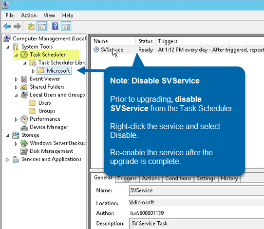 Disabling SVService from the Windows Task Scheduler Disabling SVService from the Windows Task Scheduler