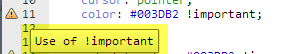 Ejemplo de pantalla de advertencia del editor de CSS de Winshuttle Composer