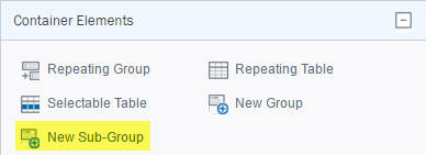 Pantalla Crear un subgrupo