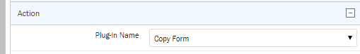 Pantalla Acción del complemento Copiar formulario de Winshuttle Composer