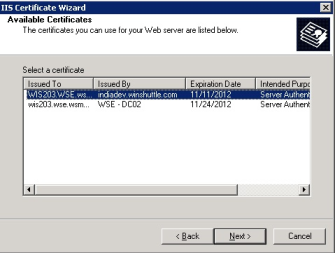 Asistente de certificados de IIS