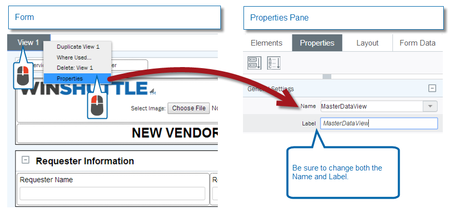 Composer : Modification d’un nom de vue et d’une illustration de libellé