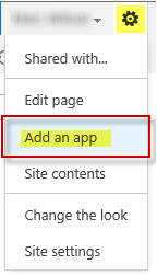 Menu Actions de site SharePoint 2013 - Ajouter une application