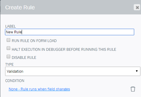 Écran Créer une règle de Winshuttle Composer Écran Créer une règle de Winshuttle Composer