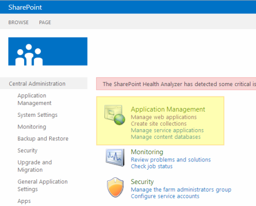 Page Central Admin