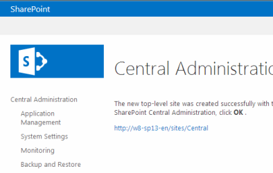 Réussite admin Central coupée