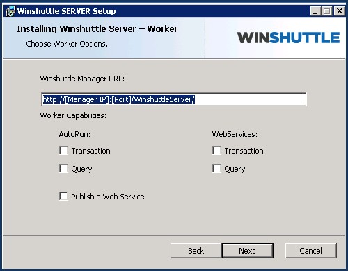 Installation de Winshuttle Server - URL de Winshuttle Manager