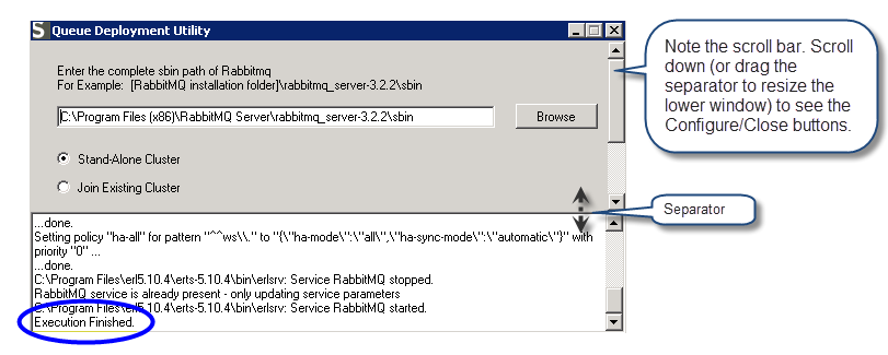 Écran de déploiement de file d'attente Winshuttle Server