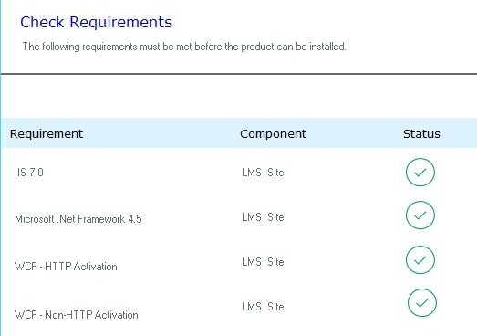 Capture d’écran des conditions de vérification LMS