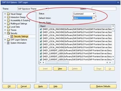 Options SAP GUI pour la connexion SAP Écran Options SAP GUI pour la connexion SAP