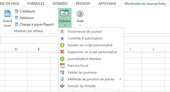 menu d'options