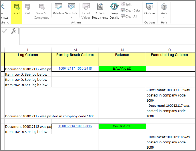 link to document in posting result column