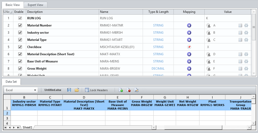 columns in excel preview mapped to fields