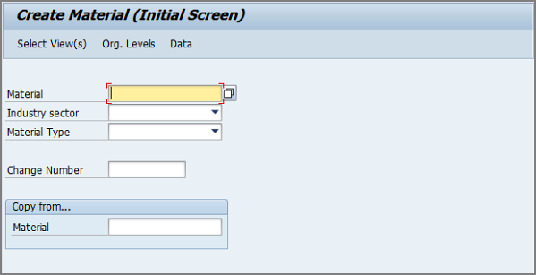 create material initial screen