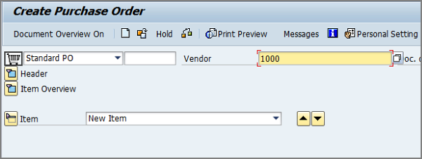 create purchase order screen