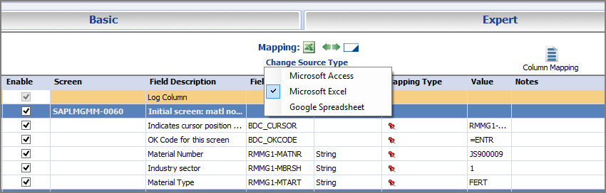 click link to change data source type