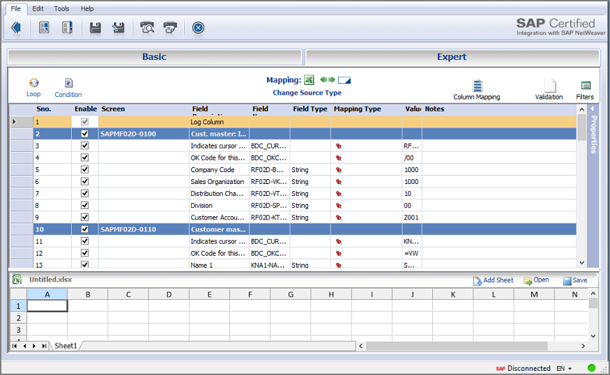 expert tab in mapper