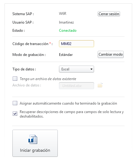 escriba el código de transacción en el cuadro código de transacción