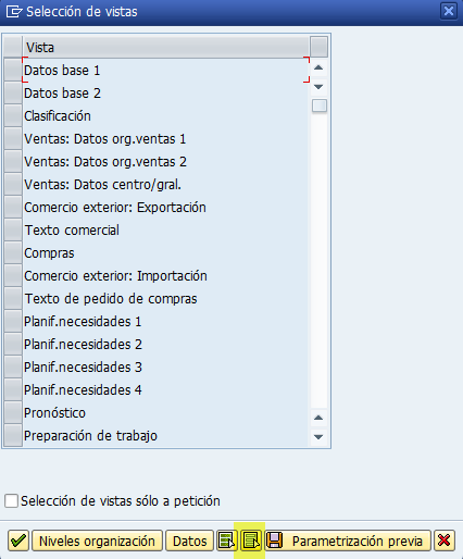 botón deseleccionar en la parte inferior de la pantalla