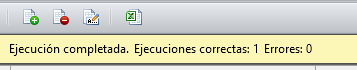 mensaje de operación correcta en la barra de mensajes