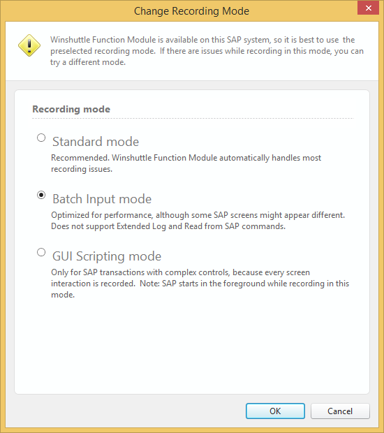 case de modification de mode d'enregistrement