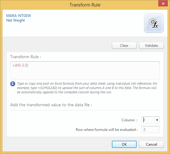 Transformationsregel-Dialogfeld