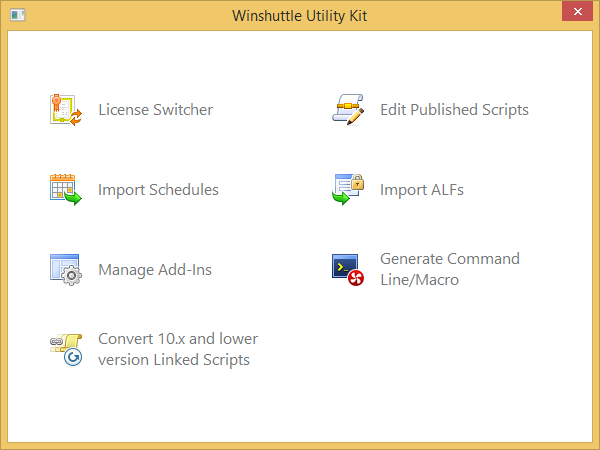 Hauptbildschirm des Winshuttle Hilfsprogramm-Kits