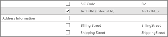 select external id field