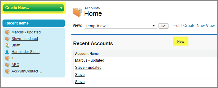 New button on Salesforce screen