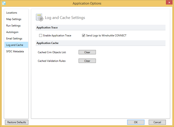 log and cache settings
