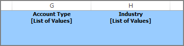 list of values label in column header
