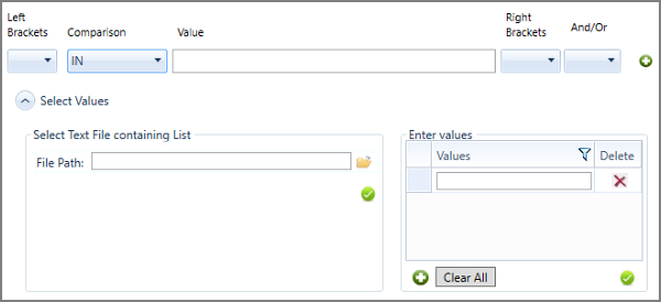 options for using in operator