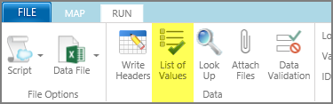 list of values button