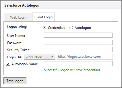 box for new auto logon credentials
